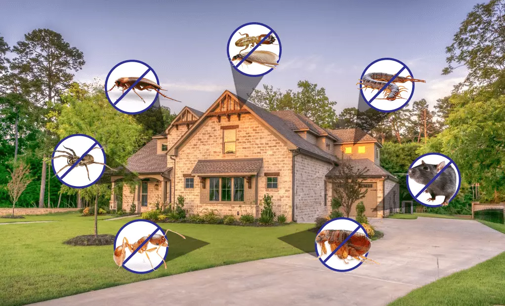 EntoLogic pest control technician treating a residential home in South Florida